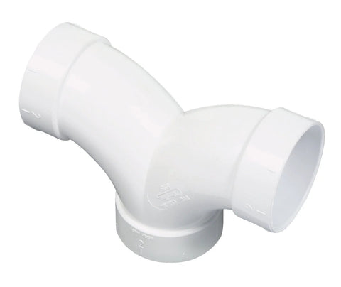 3-Way 90-degree double-sweep elbow for central vacuum piping, white PVC, Amazon brand