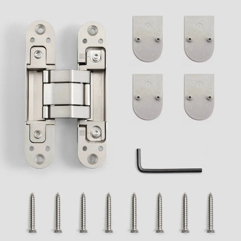 Three Way Adjustable Invisible Hinges For Hidden Doors Concealed Hinges Slick Zinc Alloy 180 Degree Swing 5.5 Inch By YAGU with screws and tool