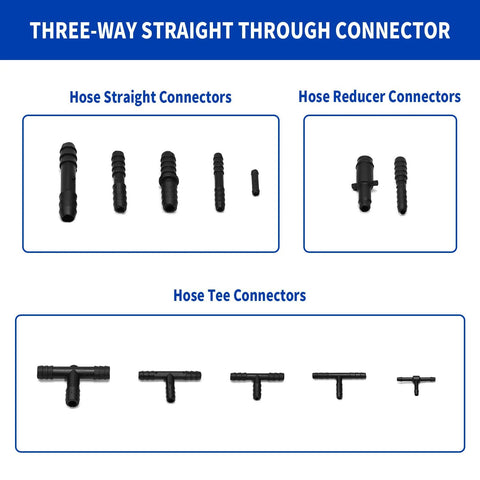 Amazon VIKKSAER nylon vacuum hose connectors set with straight, reducer, and tee three-way connectors.