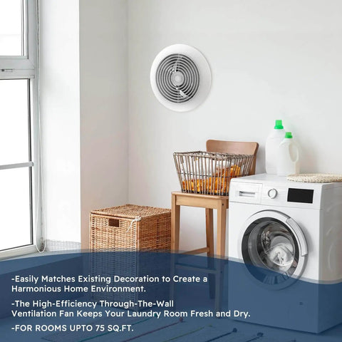 Installed Best Value 6 Inch Through Wall Exhaust Fan For Bathroom Or Kitchen With Retractable Duct Quini 80 CFM on wall