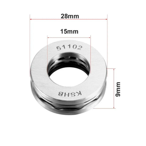 Thrust Ball Bearing Set 15mm Bore 28mm Outer Diameter 9mm Width Chrome Steel ABEC3 Single Row Three Piece Pack dimensions diagram
