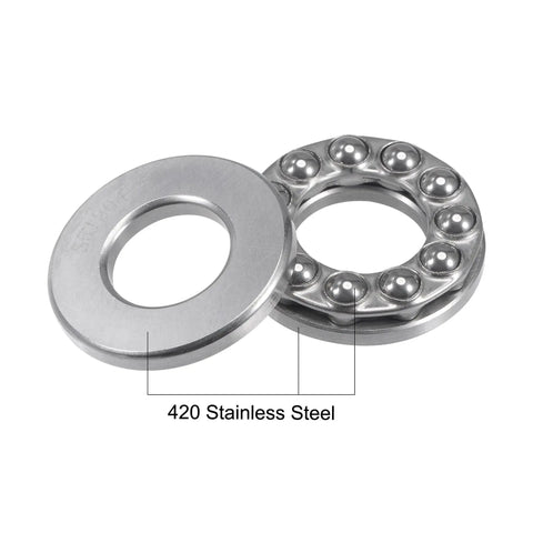 Thrust Ball Bearing 20mm Bore 40mm OD 14mm Thick Stainless Steel with Washers S51204 420 Stainless for wear resistance