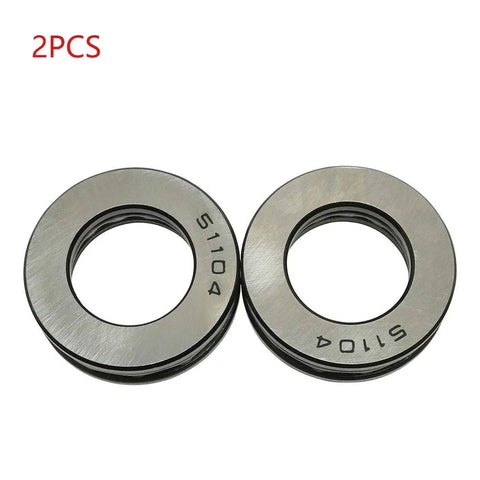 Thrust Ball Bearing 20x35x10mm Flat Single Row 2 Pack, steel, durable, shown close-up, rings and ball cage visible.