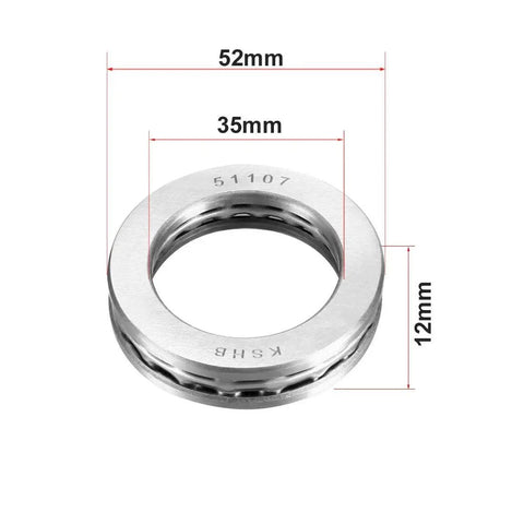 Thrust Ball Bearings 35mm Bore 52mm Outer Diameter 12mm Width Chrome Steel ABEC 3 Single Row 2 Pack Heavy Duty Wear Resistant High Temperature