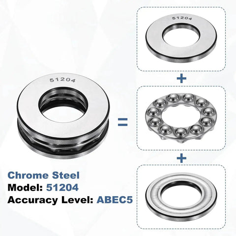 Thrust Ball Bearing 20mm Bore 40mm Outer Diameter 14mm Thick 2 Pack Chrome Steel Axial Ball Bearing ABEC5 Single Row Roller With Metal Cage