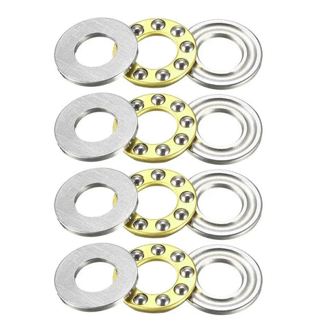 Image of Durable Thrust Ball Bearing Set 8mm x 16mm x 5mm Bore Outer Diameter Chrome Steel 52100 Brass Cage Single Direction 4 Pieces Uxcell