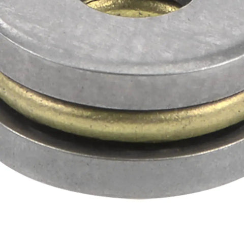 Close-up of Thrust Ball Bearing Set 3 mm Bore 8 mm Outer Diameter 3.5 mm Width Chrome Steel AISI 52100 Brass Cage Single Direction
