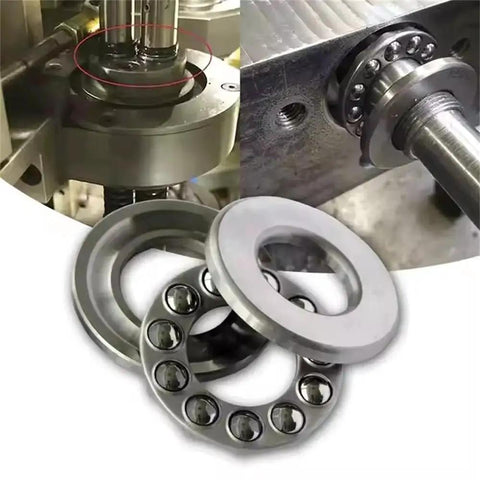 Two Pack 30mm Bore Thrust Ball Bearing Axial 47mm Outer Diameter 11mm Thickness Chrome Steel 52100 With Brass Cage installed in machinery