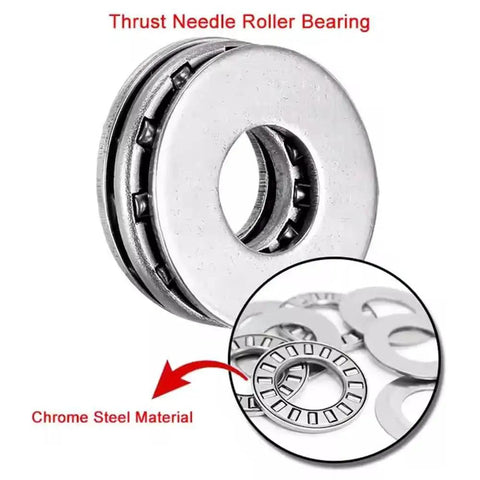 4 Sets AXK2035 Thrust Needle Roller Bearings With Washers, 20mm Bore, chrome steel, showing detailed chrome construction.