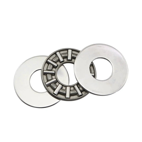 Thrust Needle Roller Bearing Set AXK1024 With Washers, heavy-duty steel, showing 2 bearings with 4 washers, 10mm bore, 24mm OD, 4mm width
