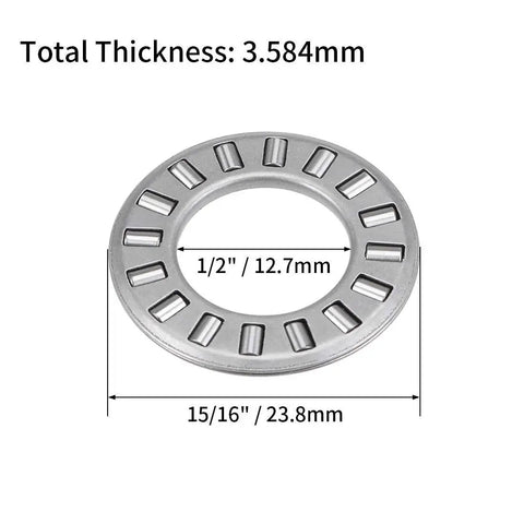 TC815 Thrust Needle Roller Bearing With Washers 1/2 Inch Bore 15/16 Inch OD 5/64 Inch Width Chrome Steel Front View