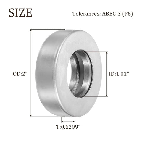 2 Pack T101 904A1 Thrust Tapered Roller Bearings 1.01 Inch Bore, 2 Inch Outer Diameter, 0.6299 Inch Thick Chrome Steel With ABEC 3 Precision