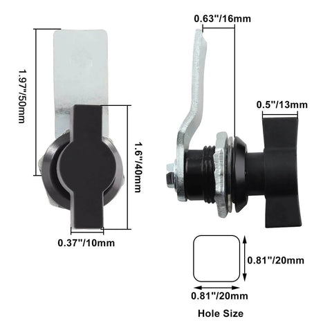 Two Pack Thumb Operated Offset Cam Lock Fits On Panels Up To Nine Millimeters Thick With T Handle Swing Knob Turn Cam Lock