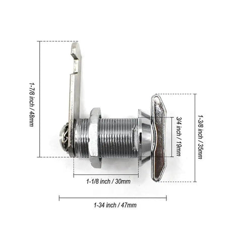 Two pack thumb operated cam locks deliver quick, tool free installation for RV compartments, cabinets, and drawers.