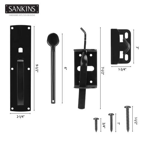 Heavy Duty Thumb Gate Latch Hardware With Handle For Wooden And Vinyl Fences Self Locking Outdoor Gate Lock Kit parts displayed