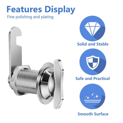 Secure RV compartments, cabinets and drawers with a thumb operated offset cam lock featuring a 1 inch cylinder for doors up to 0.75 inch thick, offering durable zinc alloy construction, reliable non locking protection, and easy access.