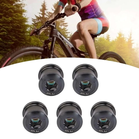 Ti Alloy Chainring Bolts, 6.5mm Single Speed Bike Chain Ring Screws, 5-Pack with Integrated Tooth Design and Sticker