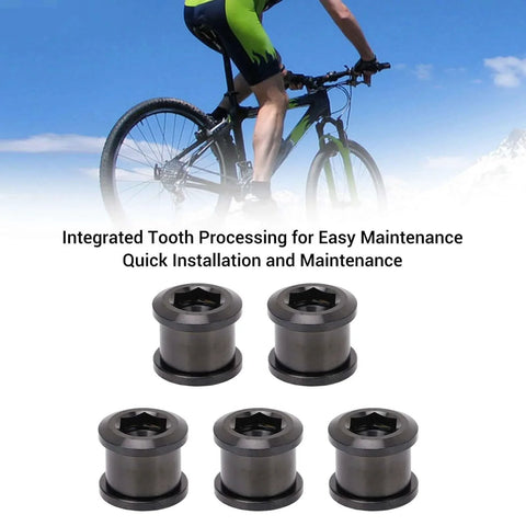 Ti Alloy Chainring Bolts, 6.5mm Single Speed Bike Chain Ring Screws, Integrated Tooth Design, 5-Pack with Sticker displayed