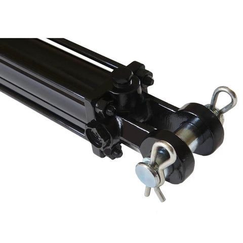 Close-up of Workhorse Double Acting Tie Rod Hydraulic Cylinder for Agriculture, 2 Inch Bore 10 Inch Stroke, welded construction
