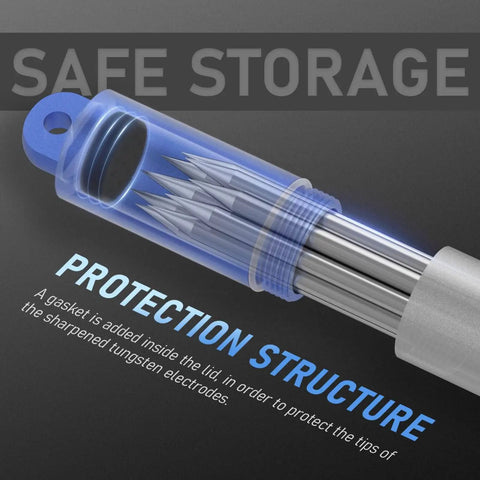 Pre-Sharpened 2% Lanthanated TIG Tungsten Electrodes 3 32nd Inch Blue WL20 EWLa-2 10 Pack in protective storage