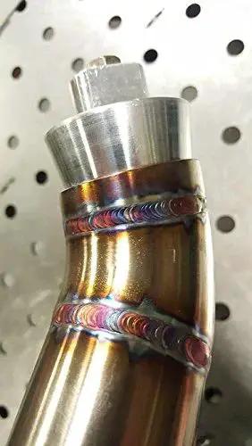 Close-up of welded pipe with Back Purge Plugs For TIG Welding One To One Point Five Inch Pipe And Tube Set Of Two installed