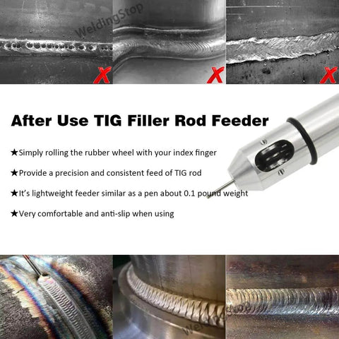 Close-up of Ergonomic TIG Welding Finger Feeder for Precise Wire Feed and Safer Filler Metal No Fuss Pencil Style Wire Tool.