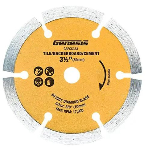 3.5-inch diamond blade for 5.8 Amp Compact Circular Saw Kit With Laser Guide, Plunge Cut Depth Control, cuts tile and cement