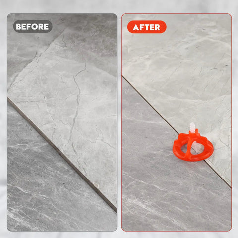 Tile Leveling System Clips 500 Pack One Eighth Inch Spacers For Wall And Floor Ceramic Tile And Stone Install Easy Do It Yourself Setup With Pro Grade Precision Gap Control Storystore, before and after leveling comparison