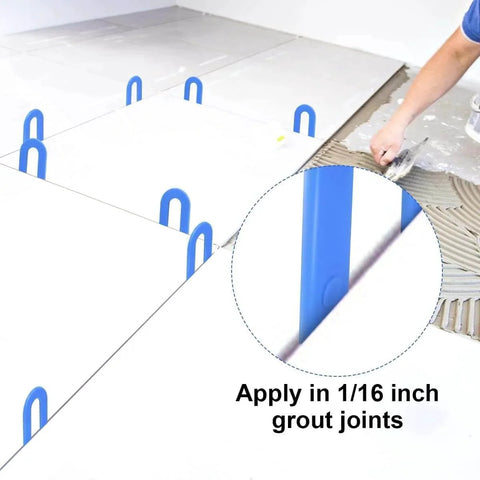 Tile Leveling System One Sixteenth Inch Spacers 300 Pieces Horseshoe U Shape Clips For Various Tile Types And Alignment in use
