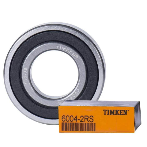 2PACK TIMKEN 6004-2RS Double Rubber Seal Bearings 20x42x12mm, front view with packaging, pre-lubricated for stable performance