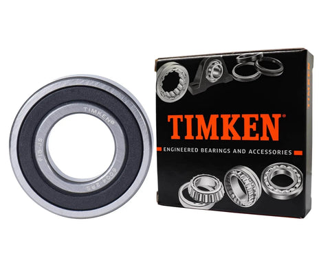 2PACK TIMKEN 6004-2RS Double Rubber Seal Bearings 20x42x12mm shown with branded packaging, pre-lubricated deep groove ball bearings.