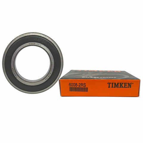 Timken 6008-2RS Double Rubber Seal Bearings 40x68x15mm Two Pack Deep Groove Ball Bearings displayed with packaging