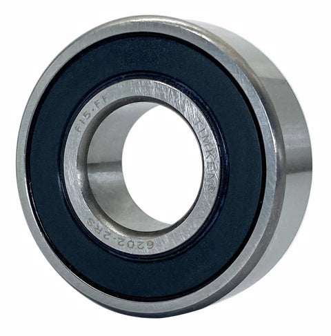 Close-up of Timken 6202-2RS Double Seal Ball Bearing, pre-lubricated, 15x35x11mm for smooth rotation applications.