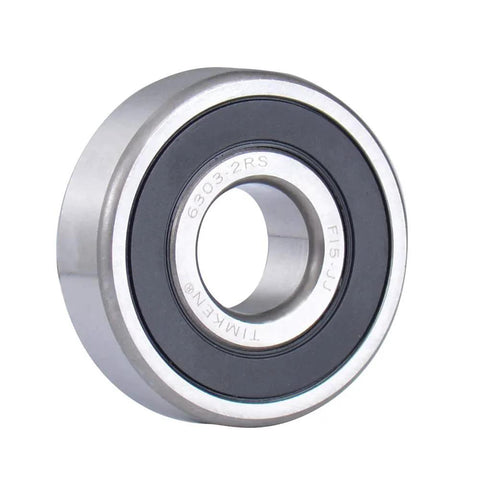 2PACK TIMKEN 6303-2RS Double Rubber Seal Bearings 17mmX47mmX14mm, shown single bearing, side view, pre-lubricated