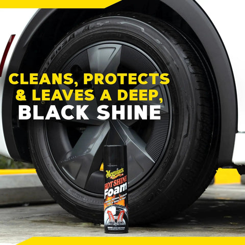 Hot Shine Tire Foam High Gloss Tire Shine That Cleans Shines And Protects In One Easy Spray Step For Deep Black Tire Finish
