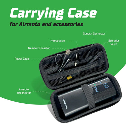 Durable carrying case with a rugged polyurethane shell and soft velvet lining protects your handheld tire inflator on the go