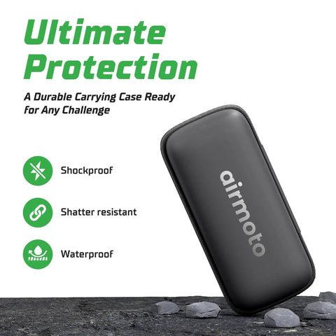 Durable carrying case with a rugged polyurethane shell and soft velvet lining protects your handheld tire inflator on the go.