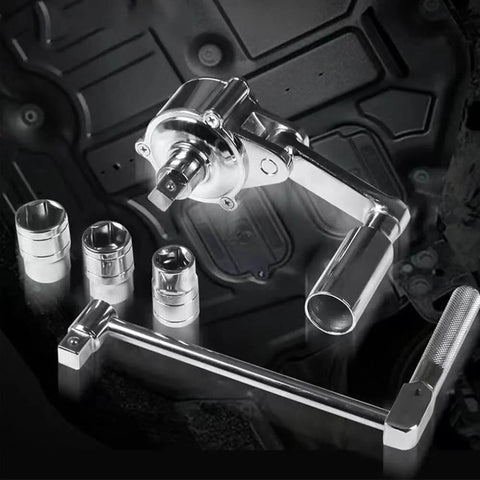 Heavy Duty Tire Iron Wrench Set With Chrome Plated Vanadium Steel Construction And 17mm 19mm 21mm Sockets For Quick Auto Repairs