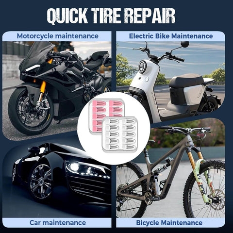 Tire Repair Rubber Nail Kit with 2 Sizes, Screw in Tire Plugs Rubber Screws, Fast Emergency Tire Repair for various vehicles