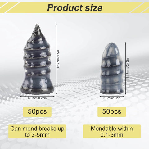 Close-up of 50 small and 50 large screws from 100 Piece Tire Repair Kit With 50 Small And 50 Large Self Tapping Screws And A Professional Screwdriver For Cars Motorcycles And Trucks Roadside Emergency Flat Tire Fix Quick On The Road Repair Fully Organized Pack.