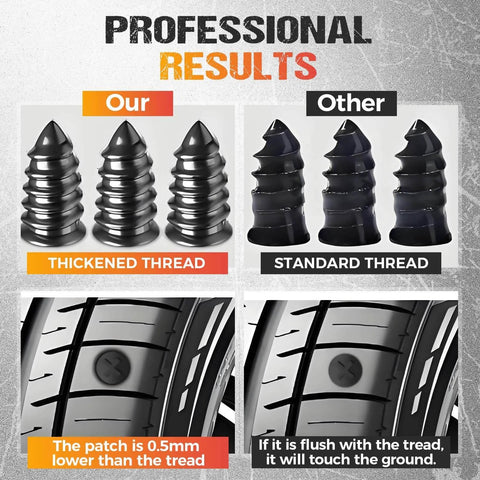 20PC Tire Repair Rubber Nails Kit with 2 Sizes, 2026 New Vacuum Tire Mending Nail Kit showing thickened and standard threads