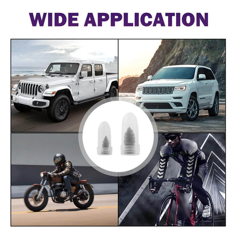 Collage showing a jeep, SUV, motorbike, and bicycle with 100PCS Car Tire Plug Kit,Practical Tire Screw Plug Repair Kit in center.
