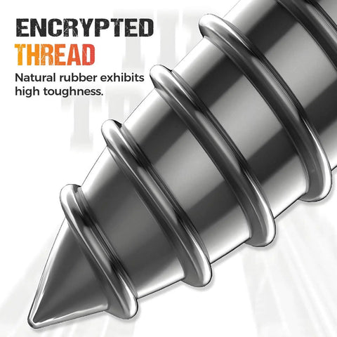 Close-up of a screw in the 20PC Tire Repair Rubber Nails Kit with 2 Sizes, showing encrypted thread detail in metal.