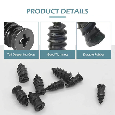 60 Pack Tire Repair Rubber Nails Vacuum Spiral Screws Kit For Cars Trucks Motorcycles And Tractors Self Service Puncture Repair Tool With Durable Heat Resistant Rubber And Effective Sealing, shown with product details and features.