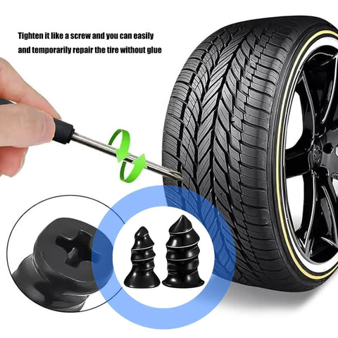 101 Piece Tire Repair Kit For Cars Motorcycles Trucks And Bikes Emergency Puncture Plugs Set Quick Fix In 30 Seconds With Carbon Metal Core Plugs Tubeless Tire Sealing Road Trip Essential Durable And Easy To Use