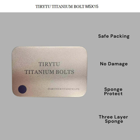 ✝️ TIRYTU Titanium Bolts M5x15 packaging with safe packing design, no damage assured, and three-layer sponge protection