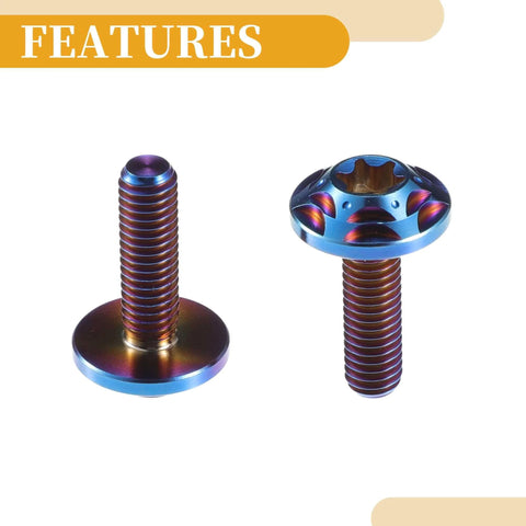 Close-up of Partuto 1 Set 1/4" M6 Universal Anti Theft License Plate Screws in Titanium Alloy Deep Blue finish