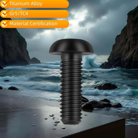 ✝️ TIRYTU 10PCS Titanium Bolts M5x15mm Lightweight Design displayed with scenic background, highlighting durability for humid environments.