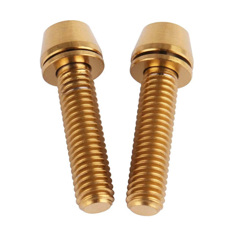 ✝️ UHDFBDHF 4Pcs Titanium Bolt M6 x 25mm Allen Hex Bolts with Washers Screw for Bicycle V Brake Hub Fixed (Gold) close-up