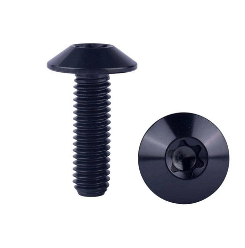Black VAMUOEFL Titanium Bolt M5 M6x12 15 20mm Button Torx Head T25 30 Screw for Bicycle Motorcycle 4Pcs, side and top view